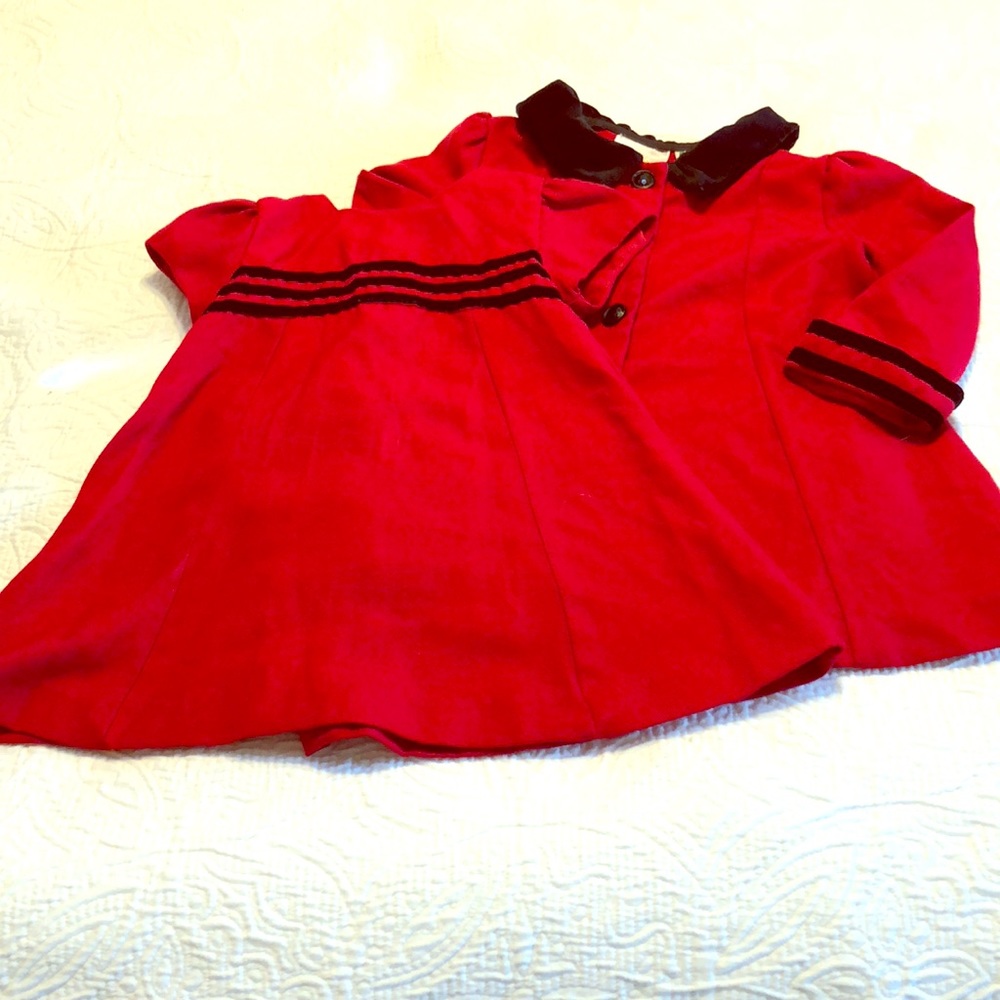 Little Bitty vintage red dress & coat black trim